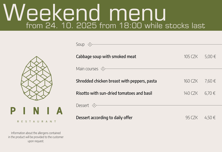 Weekend menu